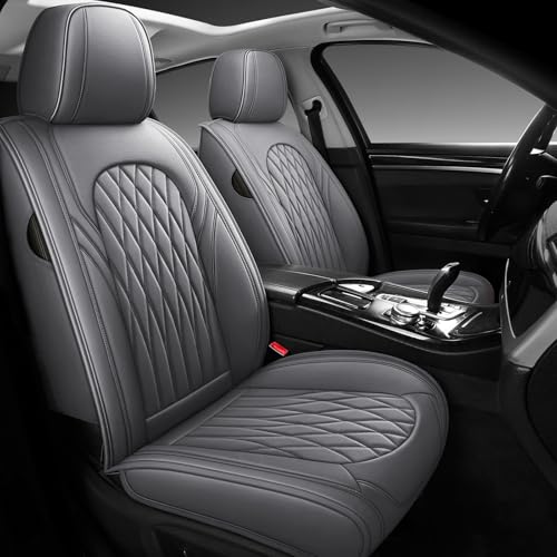 Nappa Faux Leather Car Seat Covers Full Set (Gray / Front Pair)
