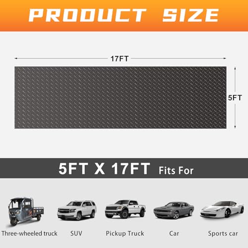 2.5mm Thickened 5Ft x 17Ft Garage Floor Mat Rubber Flooring Roll (5Ft x 17Ft--Grey)