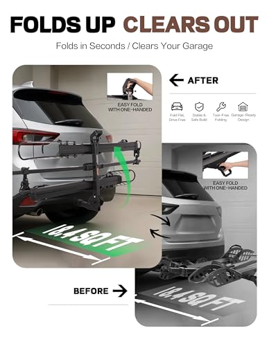 2 Ebike Rack Hitch Mount Bike Rack for Car with Ramp (200LBS EZ-FOLD 2-BIKE RACK)