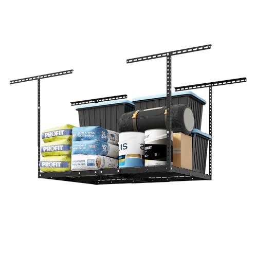 3x4 Overhead Garage Ceiling Storage Rack Organization (Black / 3x4 ft)