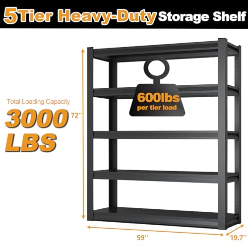 72H Metal Kitchen Storage Shelves (72'' H x 59" W x 19.7'' D)