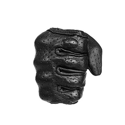 Full Finger Goat Skin Leather Touch Screen Motorcycle Gloves Men (Perforated / Large)