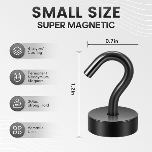Magnetic Hooks Steel Tube Design for Cruise (Black / 32lb Magnetic Hooks)