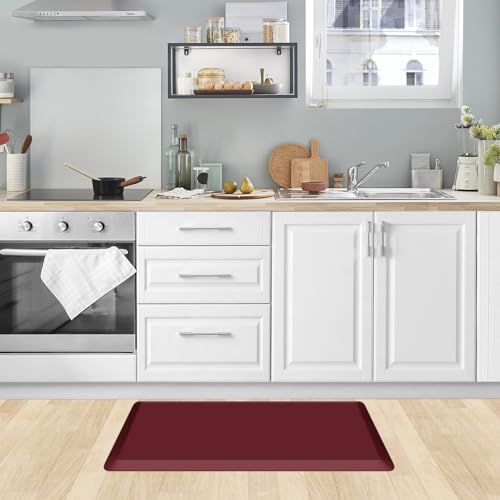 Kitchen Mat Cushioned Anti Fatigue Rug Standing and Comfort Floor Mats (Red / 28"L x 17.3"W x 0.5"Th)