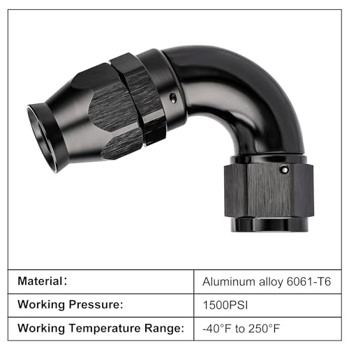12AN 120 Degree PTFE One Piece Full Flow End Hose Fitting Aluminum Black (12AN / 120 Degree)
