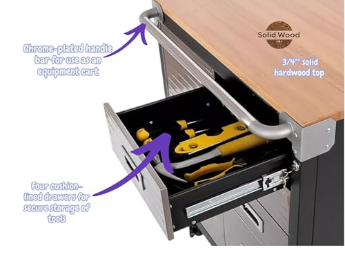Heavy Duty Rolling Storage Cabinet with Wheels and Drawers (1 Door, 4 Drawer (28" W x 25" D x 34.5" H) / Graphite)