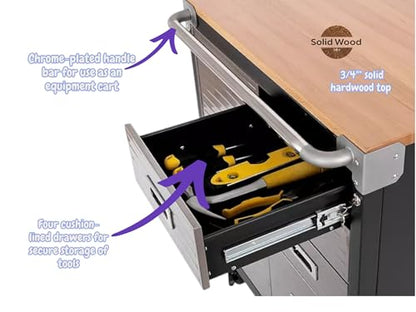 Heavy Duty Rolling Storage Cabinet with Wheels and Drawers (1 Door, 4 Drawer (28" W x 25" D x 34.5" H) / Graphite)