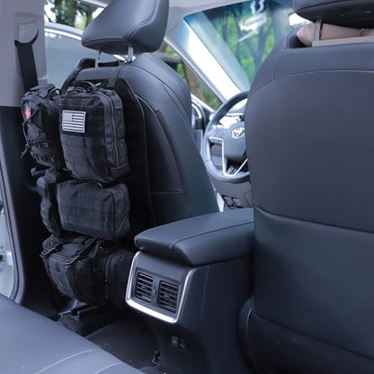 Universal Tactical Seat Back Organizer Vehicle Molle Panel Organizer Storage Bag with 5 Detachable Molle Pouch for All Vehicel Such as Jeep (Upgraded-A-Black)