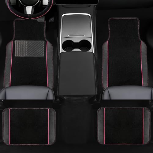 10 Pcs Car Floor Mats Full Set Car Accessories (Car Floor Mats Set / Pink Line)