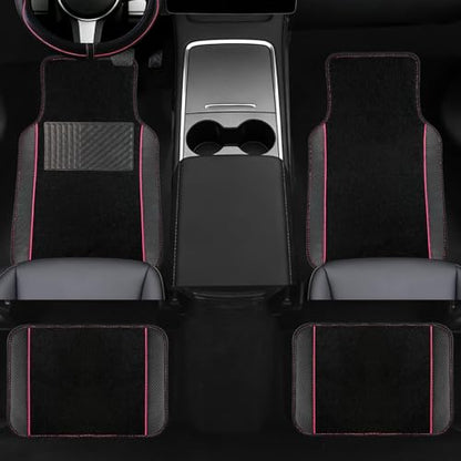 10 Pcs Car Floor Mats Full Set Car Accessories (Car Floor Mats Set / Pink Line)