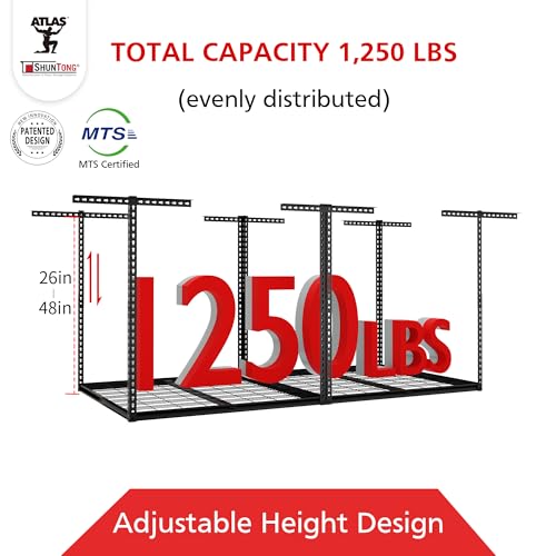 The Atlas Pro 4 x 8 ft Overhead Garage Storage Rack (Hammertone)
