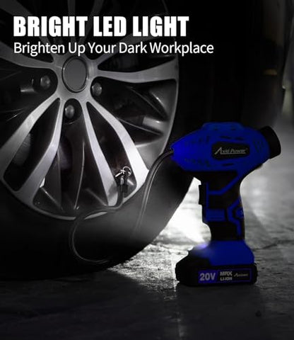 20V Rechargeable Cordless Tire Inflator Portable Air Compressor (Blue)