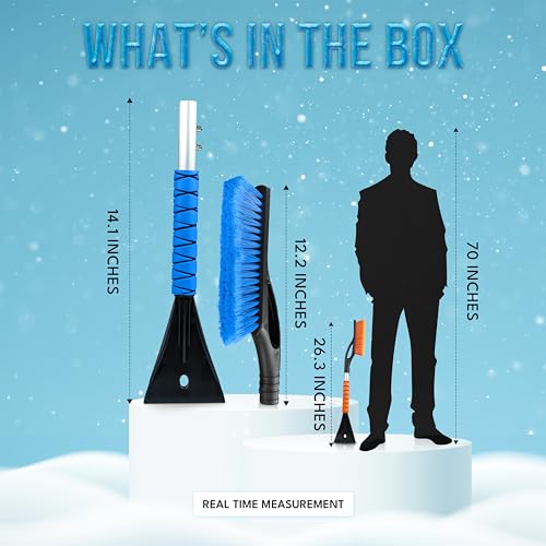 27" Ice Scraper for Car Windshield and Car Snow Brush (Blue & Orange)
