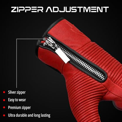 JAG Motorcycle Touchscreen Gloves (Red/Zip / X-Large)