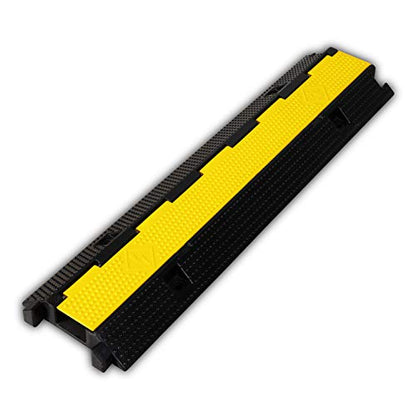 1 Pack Rubber Cable Ramp Hose Cable Protector Ramp 1 Channel 22000Lbs Load Capacity Traffic Speed Bump Wires Power Lines Extension Cord Cover for Indoor Outdoor (22000Lbs-1Channel-1Pack)