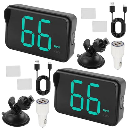 GPS Digital Speedometer for Car MPH (2 Pack 2025 New with Bracket & Charger)