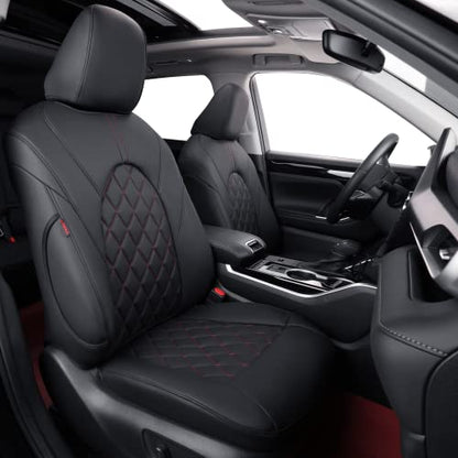 Car Seat Covers for Toyota 2018 (Leatherette(Black/Red) / 2018-2023 XLE, XSE, XLE V6, XSE V6)