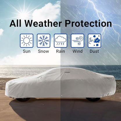 Car Cover Waterproof All Weather for 1958 (13. Biscayne 1958-1972 / Light Gray / Black (Stripe))