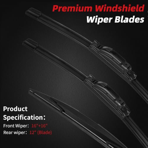 Windshield Wiper Blade Replacement for Jeep Wrangler JL 2018 (16"+16"+12")