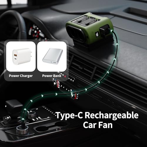 Socool Portable Car Fan (Green)