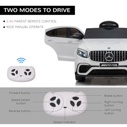 12V Toddler Ride On Car Mercedes Benz AMG GLC63S Coupe 2 Speed White (White)