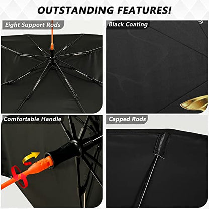 Gold White Butterflies Black Windshield Sun Shade Umbrella Foldable Car Front Window Sunshade Blocks UV Rays Heat Keep Vehicle Cool (multi 12)