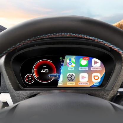 12.3” HD Screen1920*720 Digital Instrument Cluster Display for BMW 5 Series E60 E61 X5 E70 X6 E71 Support Wireless Apple Carplay Speedometer Upgrade Plug&Play Replacement