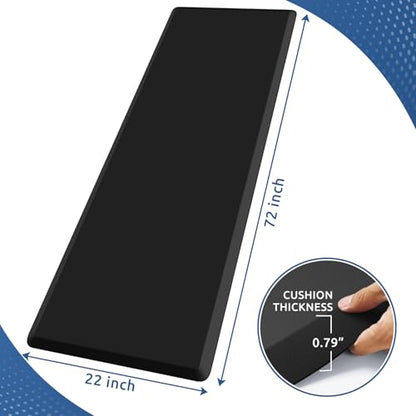 0.8" Thick Kitchen Mat Cushioned Anti Fatigue Rug Comfort Floor Mats (Black / 72"L x 22"W x 0.8"Th)