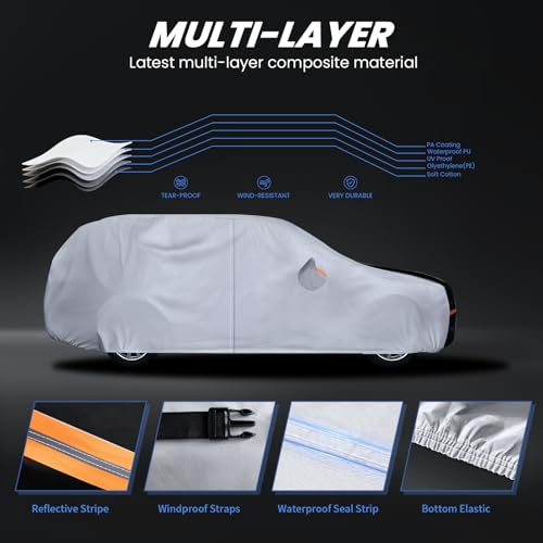 Multi Layer Car Cover Custom Fit for Volvo XC90 (W.Custom Fit Volovo XC90 / White Car Cover)