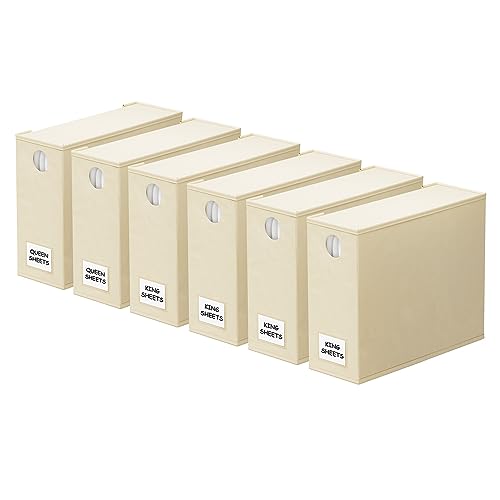 6 Pack Bed Sheet Organizers and Storage (6 pcs / Beige)