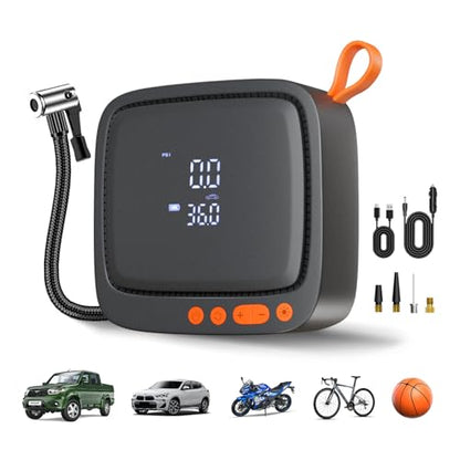 AP22 150 PSI Dual Power Tire Inflator Portable Air Compressor (Black+yellow)