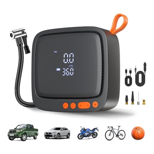 AP22 150 PSI Dual Power Tire Inflator Portable Air Compressor (Black+yellow)