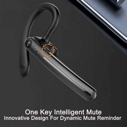 Single Ear Wireless Bluetooth Earphone Noise Cancelling Stereo Dual HD Mic Headphone Earpiece 16Hrs Hands (Black Gray)