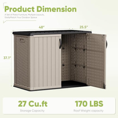 Outdoor Storage Cabinet 26 Cu Ft with Lockable Doors (Beige / 26 Cu Ft/Vertical)