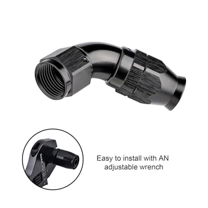 10AN 60 Degree PTFE One Piece Full Flow End Hose Fitting Aluminum Black (10AN / 60 Degree)