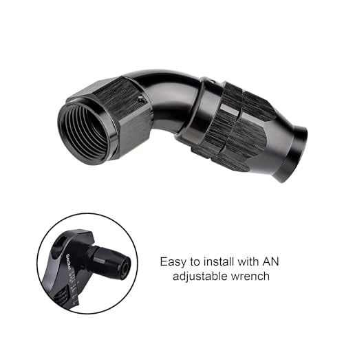 12AN 60 Degree PTFE One Piece Full Flow End Hose Fitting Aluminum Black (12AN / 60 Degree)