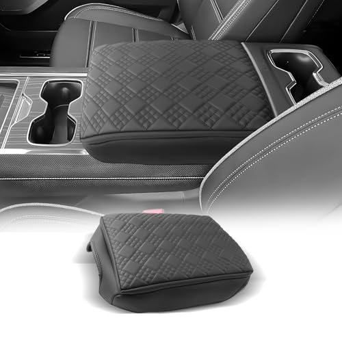 for Chevrolet Silverado EV 2024 2025 2026 Center Console Cover Armrest Box Cover for Chevy Silverado EV (Silverado EV Thickened Black Leather Square)
