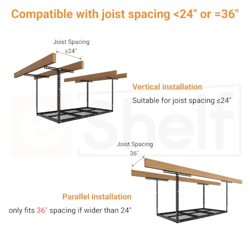 3x8ft Overhead Ceiling Garage Storage Rack (Black / 3x8ft)