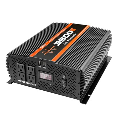 3500W Pure Sine Wave Inverter 12V to 120V with 4 Power Outlets for RV Solar Power (M-3500)