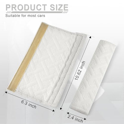 2 Pack Universal Car Shoulder Strap Pads Cover for A More Comfortable Driving (White)