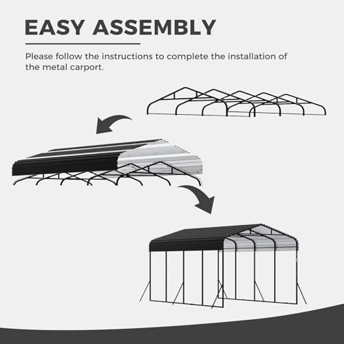 12x20 FT Metal Carport (Gray / 12x20FT)