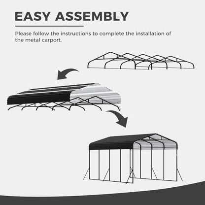 12x20 FT Metal Carport (Gray / 12x20FT)