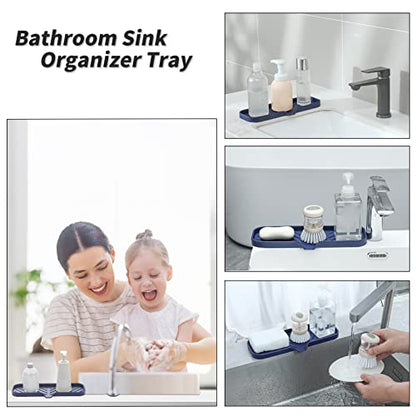 Silicone Soap Dish with Drain Spout (Navy Blue / L(12"×4"))