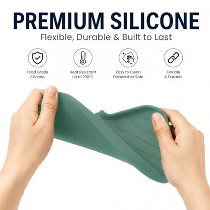 Silicone Soap Dish with Drain Spout (Green / M(9.6"×5.3"))