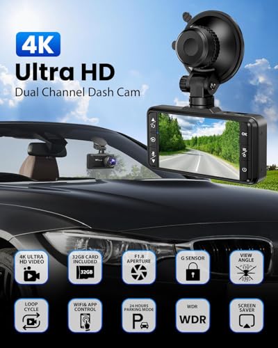 Dash Cam Front Rear 4K (Black)