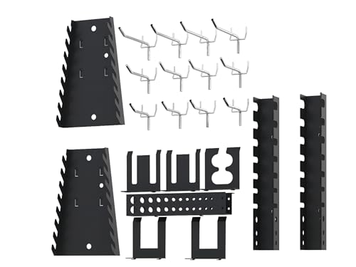 Metal Wall Storage Cabinet with 22 Tool Hooks