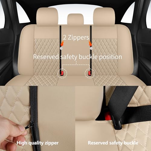 Solid Black Full Set Car Seat Covers (N1 Beige / Full Set)
