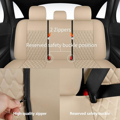 Solid Black Full Set Car Seat Covers (N1 Beige / Full Set)
