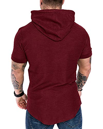 Mens Fashion Hoodies Sport Pullover Solid Color Shirt Workout Lightweight Tops Red XX (XX-Large / Red1)