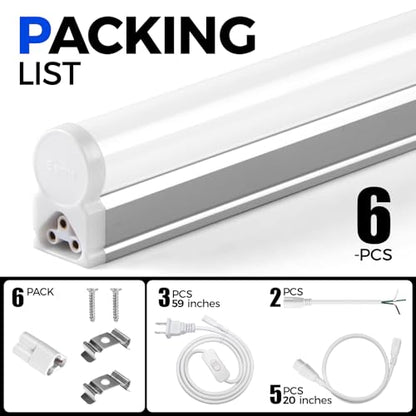 LED T5 Integrated Single Fixture 1FT (6500k Super Bright White / 1 Foot)